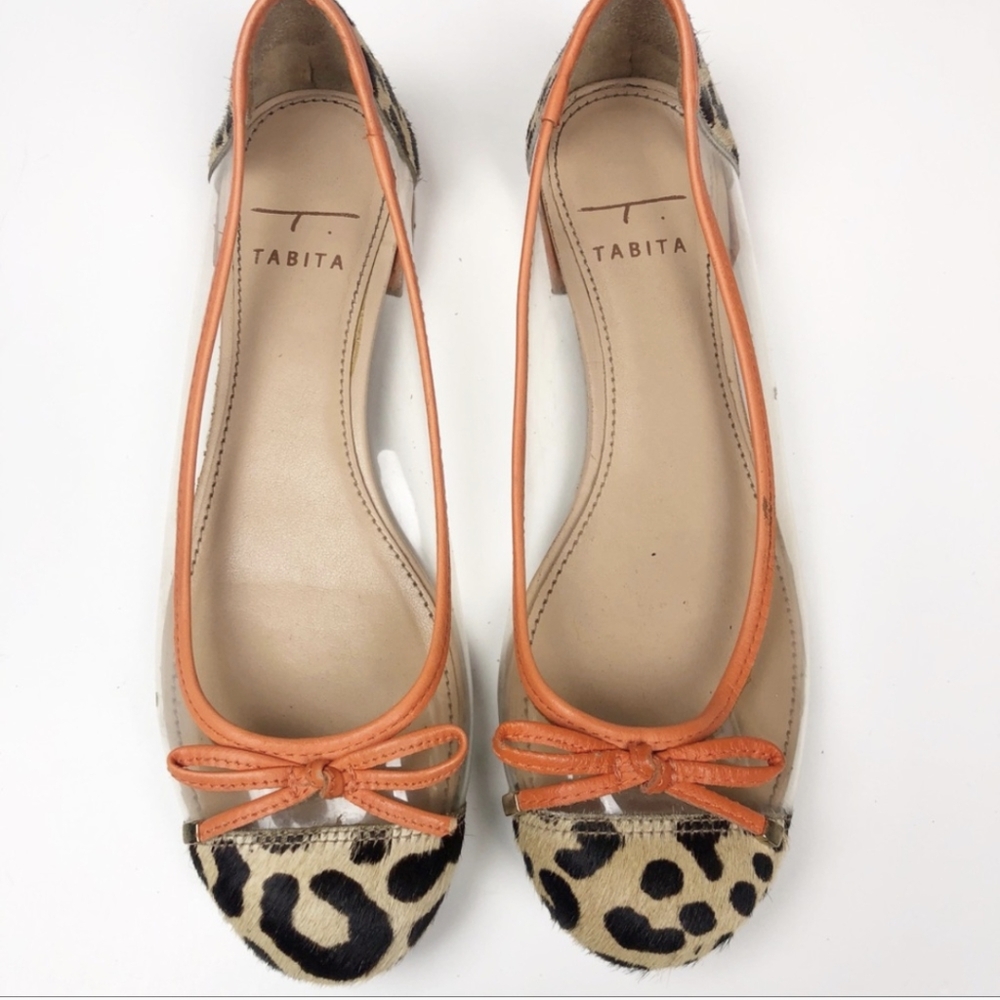 Tabita Leopard Print & See Through Flats Size 6